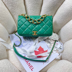 CHL - Large Flap Bag Gold Hardware Green For Women Handbags, Shoulder Bags 9.1in/23LO AS3367