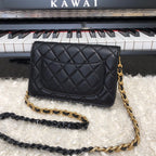 CHL - Original Small Classic Flap Bag Gold Hardware Black For Women Handbags, Shoulder Bags 7.5in/19LO AP33814