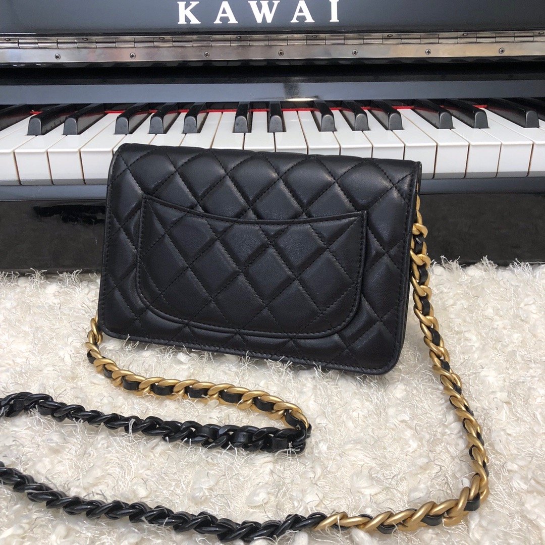 CHL - Original Small Classic Flap Bag Gold Hardware Black For Women Handbags, Shoulder Bags 7.5in/19LO AP33814