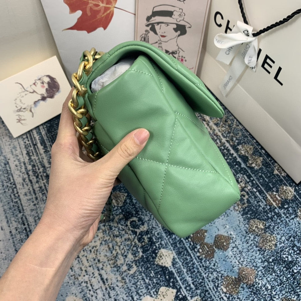CHL -  19 Flap Bag Gold Hardware Green For Women Handbags, Shoulder Bags 10.2in/26LO AS1160