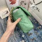 CHL -  19 Flap Bag Gold Hardware Green For Women Handbags, Shoulder Bags 10.2in/26LO AS1160