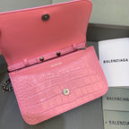 BLN-Ciaga Croc Embossed Patent B Bag With Chain In Pink, For Women,  Bags 7.9in/20LO