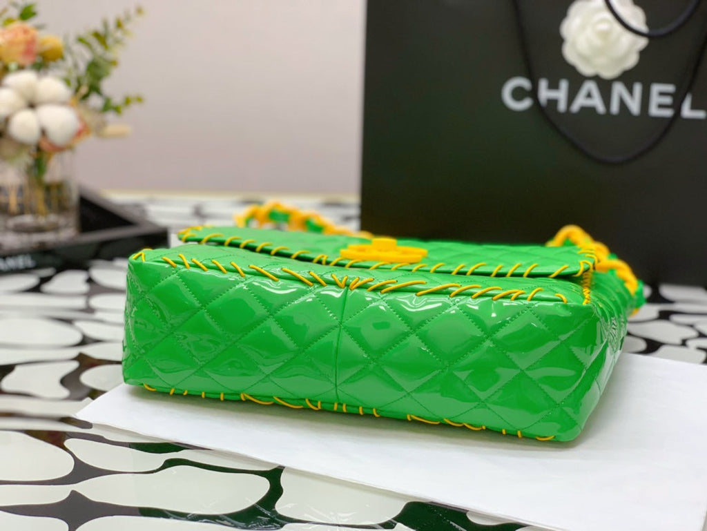 CHL - Vinyl Classic Green and Yellow Shoulder bag For Women 29LO/11.5in