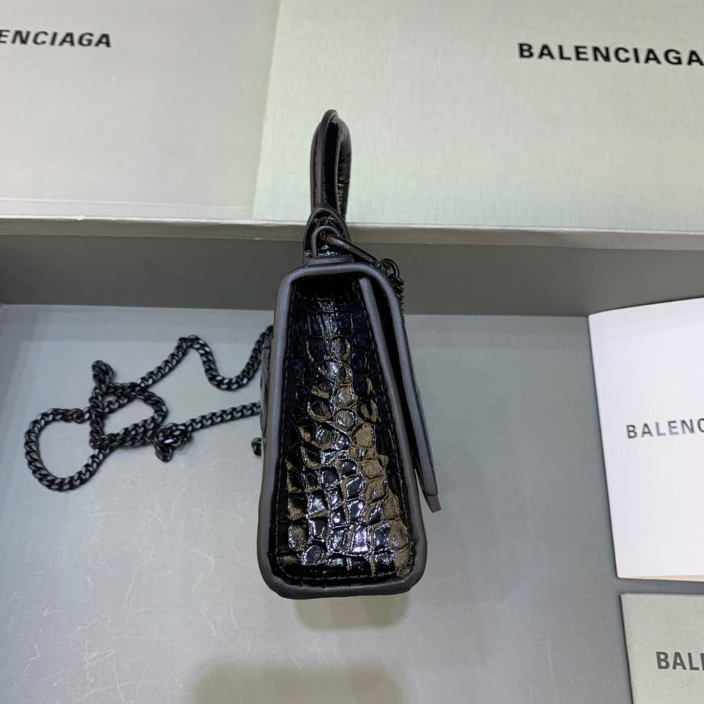 BLN-Ciaga Hourglass Mini Handbag With Chain In Black, For Women,  Bags 4.7in/12LO