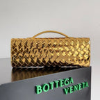 BV Long Clutch Andiamo With Handle 31cm Golden Metalic Calfskin