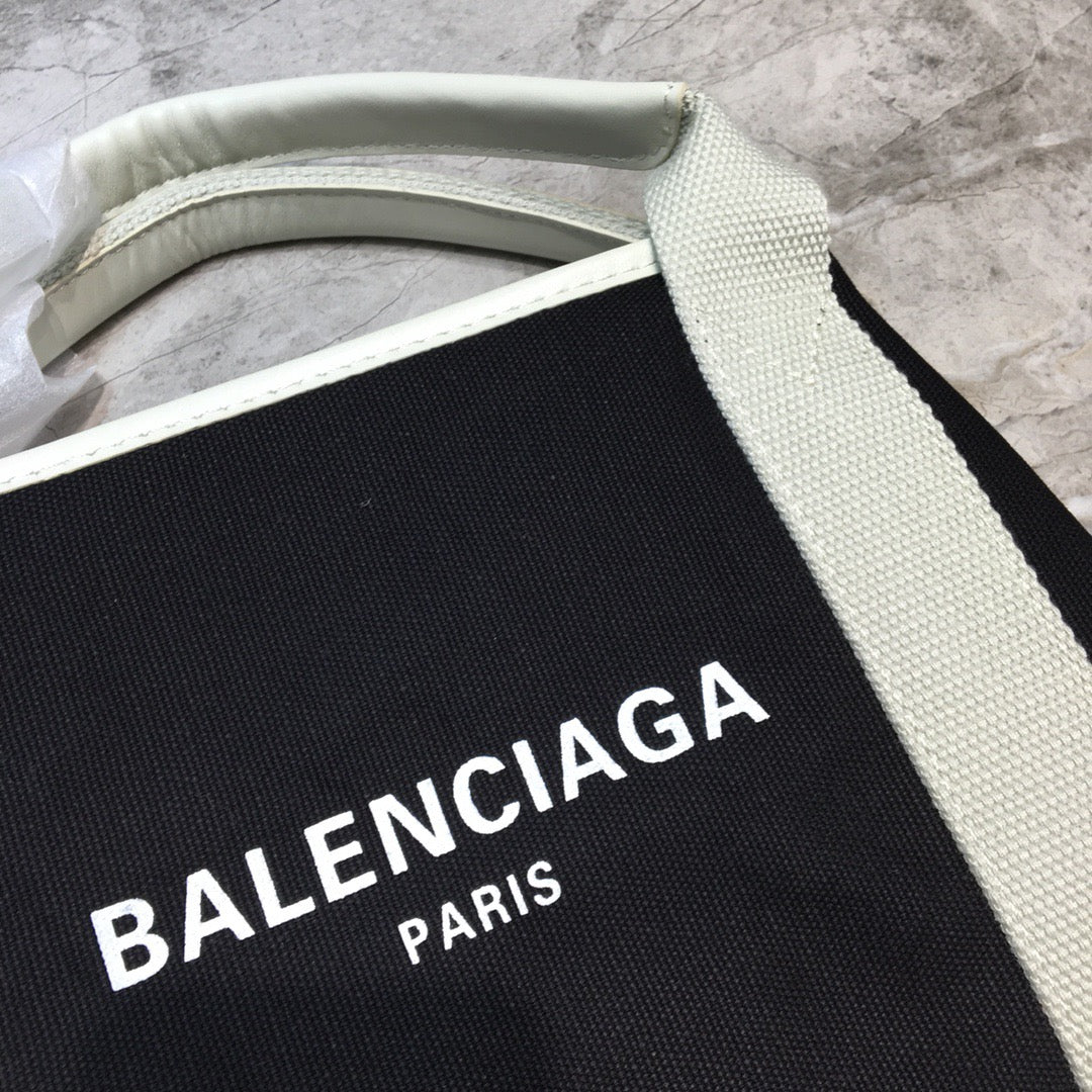 BLN-Ciaga Navy Small Cabas Tote Bag In White, For Women,  Bags 18.5in/47LO