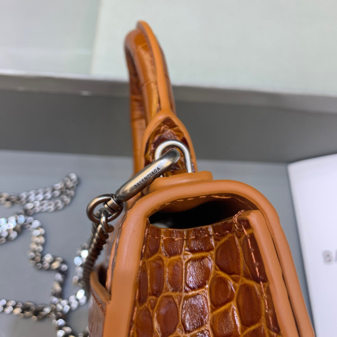 BLN-Ciaga Hourglass Mini Handbag With Chain In Brown, For Women,  Bags 4.7in/12LO