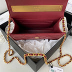 CHL -  Clutch With Chain Gold Hardware Red For Women Handbags, Shoulder Bags 5.7in/14.5LO