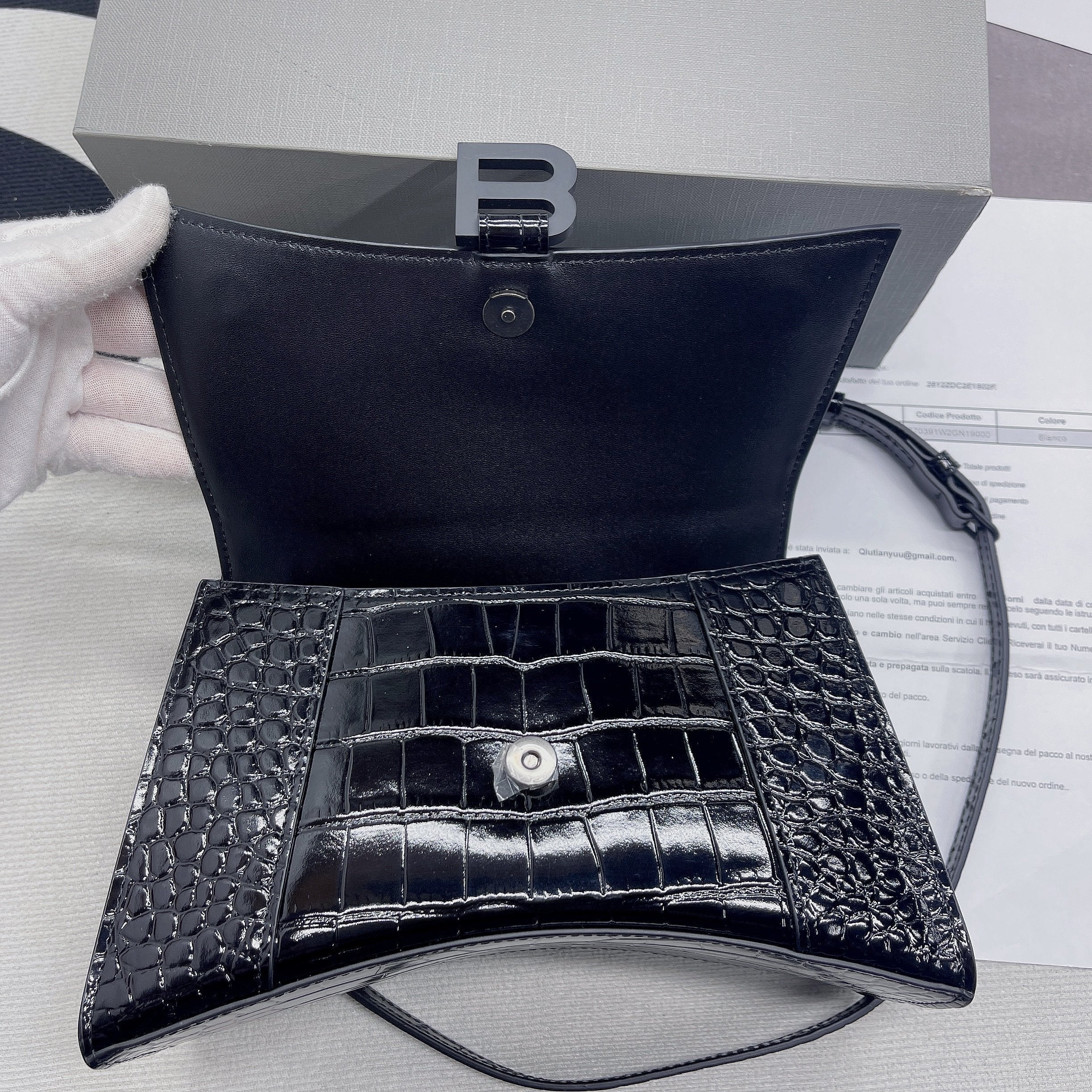 BLN-Ciaga Hourglass Small Handbag In Black, For Women,  Bags 9in/23LO