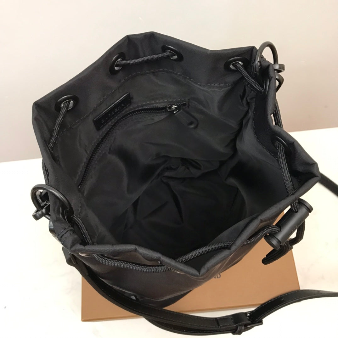 B-Berry - BB  Logo Print Nylon Drawcord Pouch Black For Women, Bags 7.7in/19.5LO
