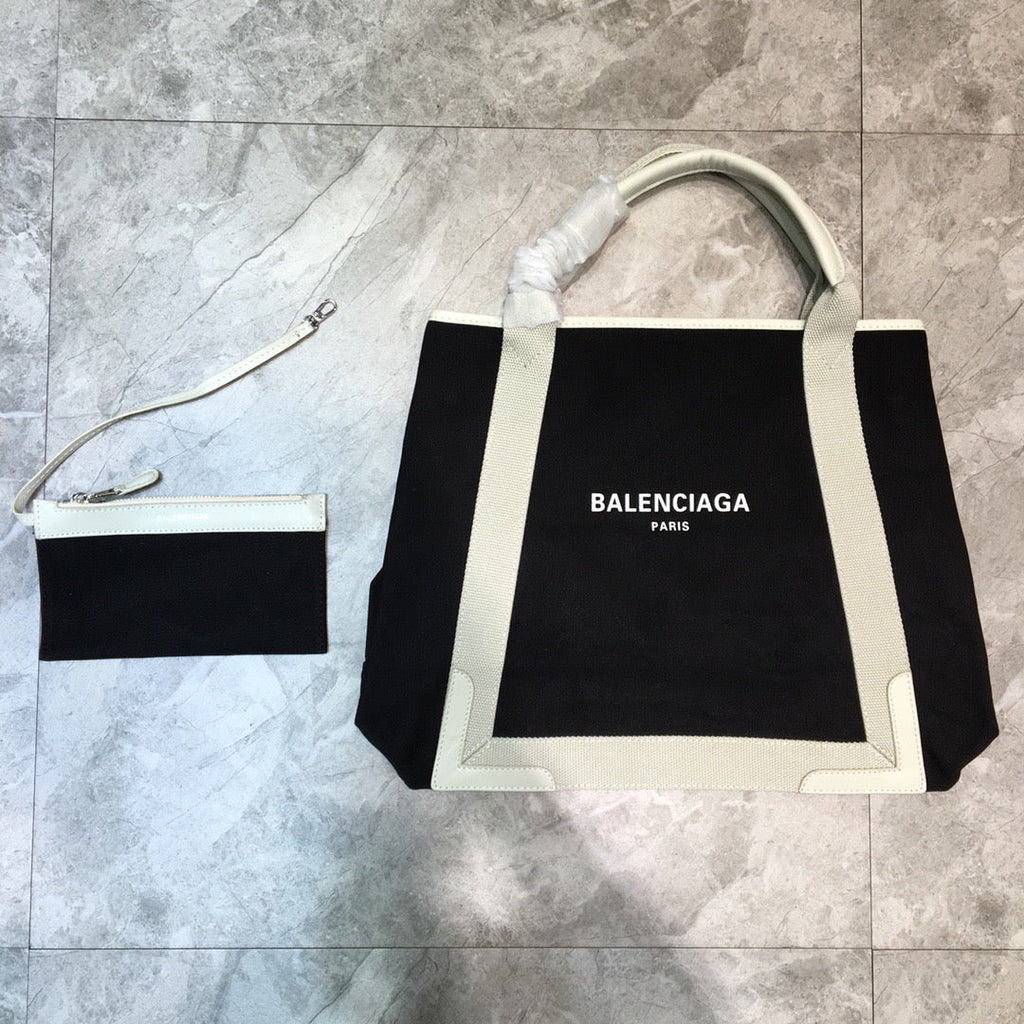 BLN-Ciaga Navy Medium Cabas Tote Bag In White, For Women,  Bags 14.1in/36LO