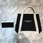 BLN-Ciaga Navy Medium Cabas Tote Bag In White, For Women,  Bags 14.1in/36LO