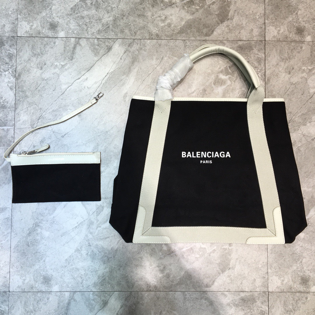 BLN-Ciaga Navy Medium Cabas Tote Bag In White, For Women,  Bags 14.1in/36LO