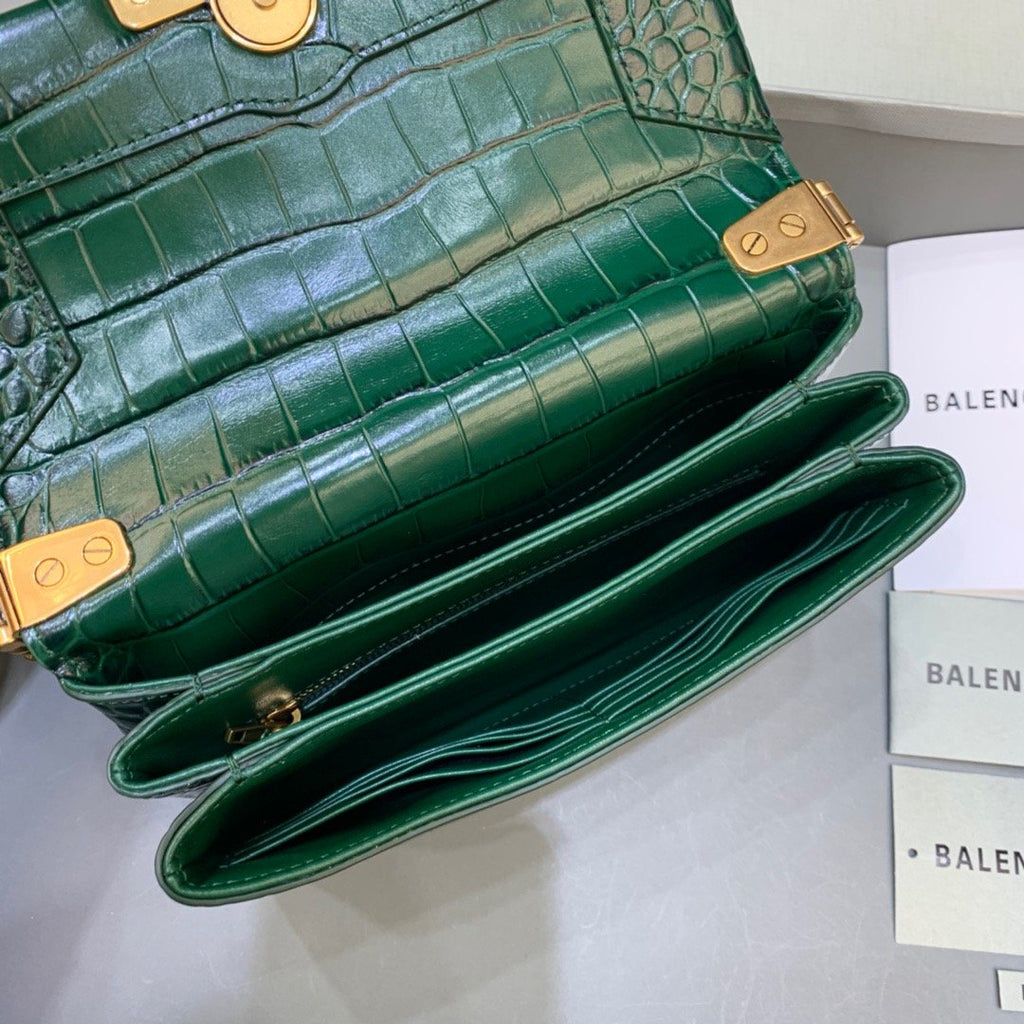 BLN-Ciaga Triplet Small Bag Crocodile Embossed Green, For Women,  Bags 8.3in/21LO