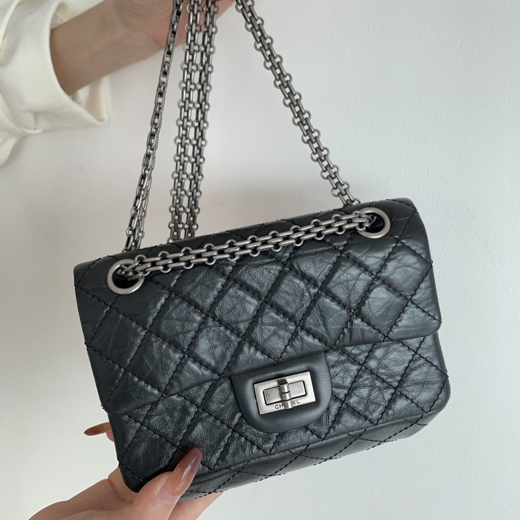 CHL - Mini 2.55 Handbag Black For Women SilLusso Official - Toned Hardware 7.8in/20LO AS0874 Y04634 94305