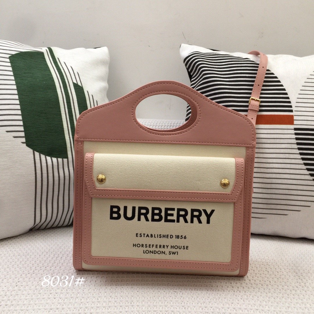B-Berry - BB  Mini Two-tone Canvas And Pocket Bag PiNike For Women, Bags 10.4in/26.5LO