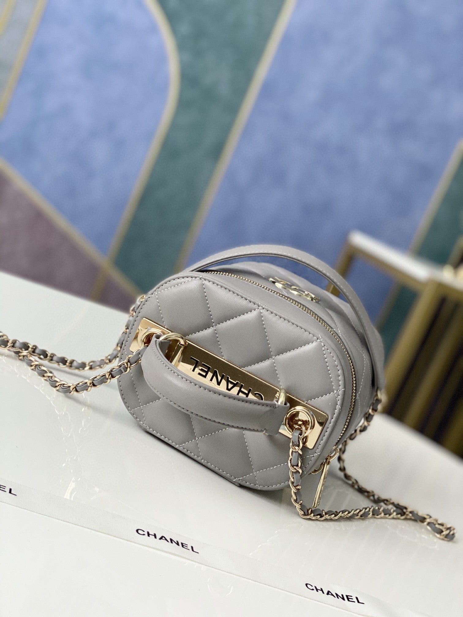 CHL - Vanity Case Gold Hardware Grey For Women Handbags, Shoulder Bags 9.4in/24LO 