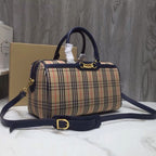 B-Berry - BB  Small 1983 Check LiNike Bowling Bag Blue/Brown For Women, Women’s Bags 9.1in/23LO