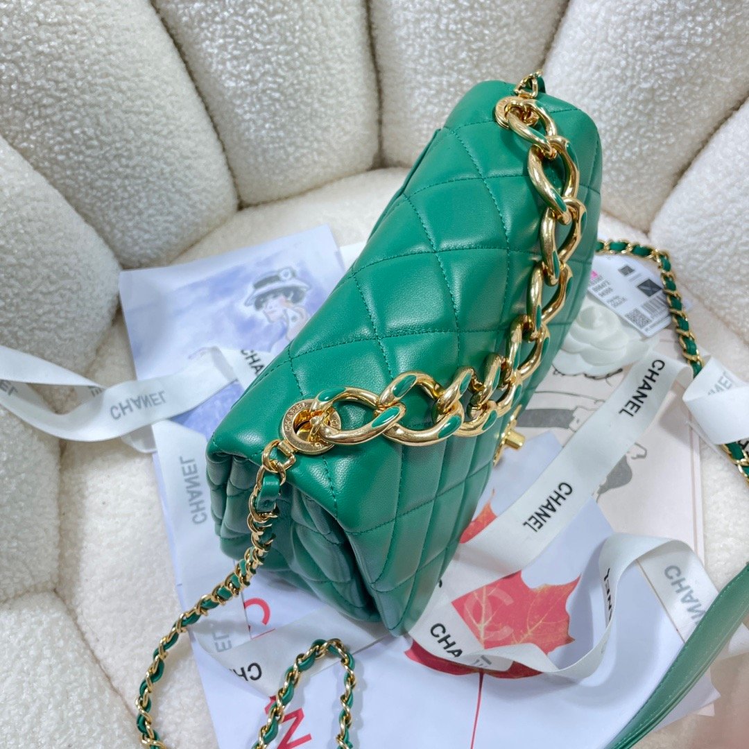 CHL - Large Flap Bag Gold Hardware Green For Women Handbags, Shoulder Bags 9.1in/23LO AS3367