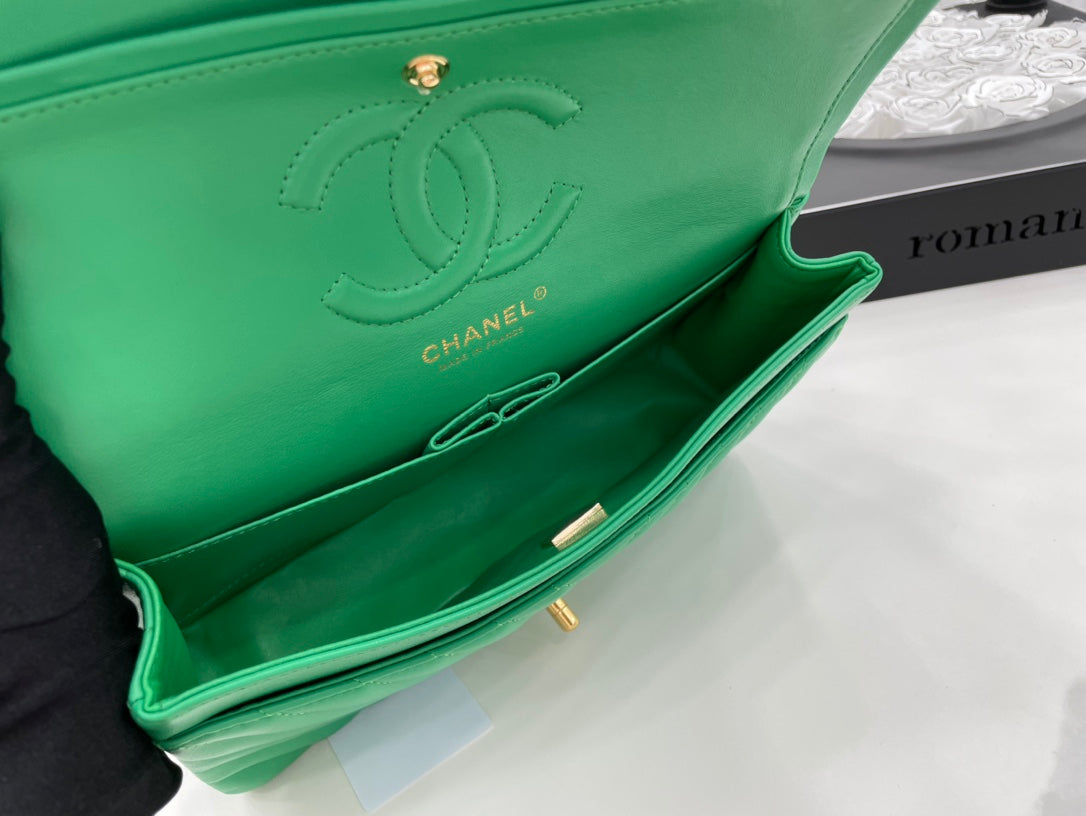 CHL -  Chevron Mini Rectangular Classic Flap Green Bag For Women 20.5LO/8in