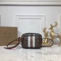 B-Berry - BB  Monogram Stripe E-Canvas Camera Bag Bridle Brown For Women, Bags 19.5LO/7.7LO