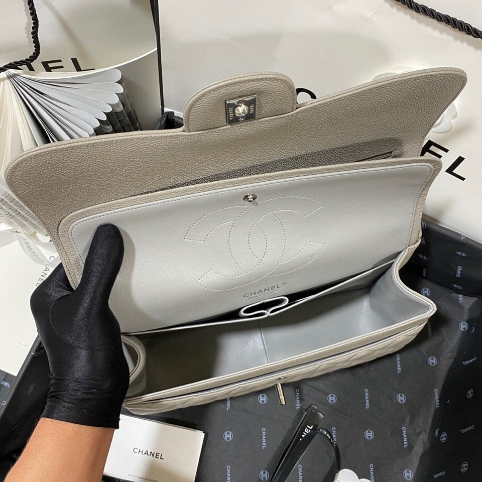 CHL - Large Classic Handbag SilLusso Official - Hardware Grey For Women Handbags, Shoulder Bags 11.8in/30LO
