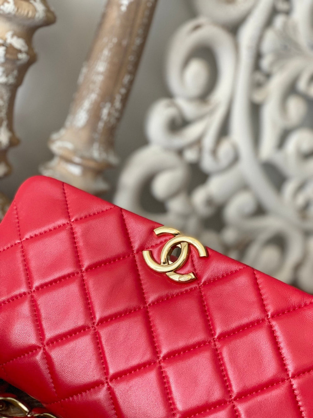 CHL - Large Flap Red Bag For Women 23LO/9in