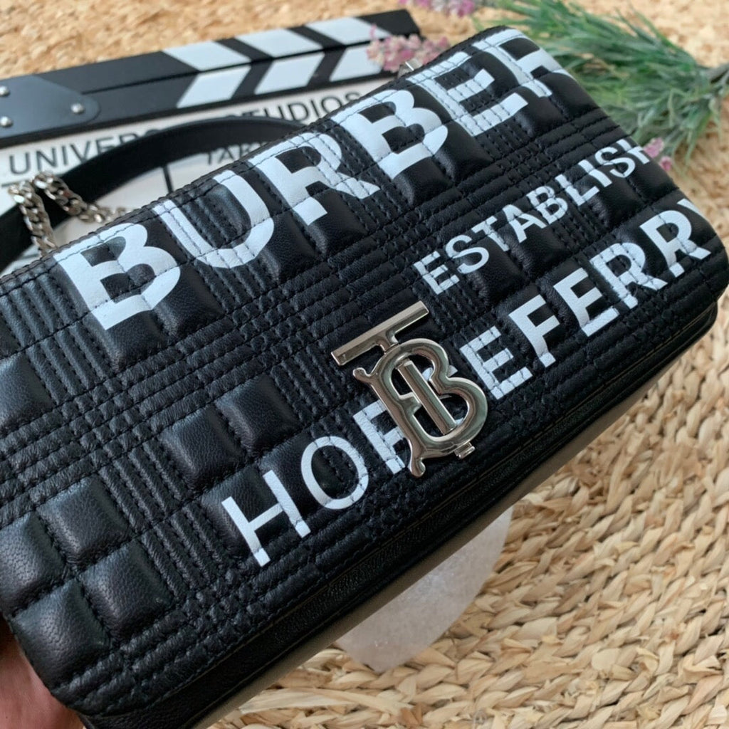 B-Berry - BB  Horseferry Print Quilted Small Lola Bag Monogram Black For Women, Bags 9in/23LO 80216191