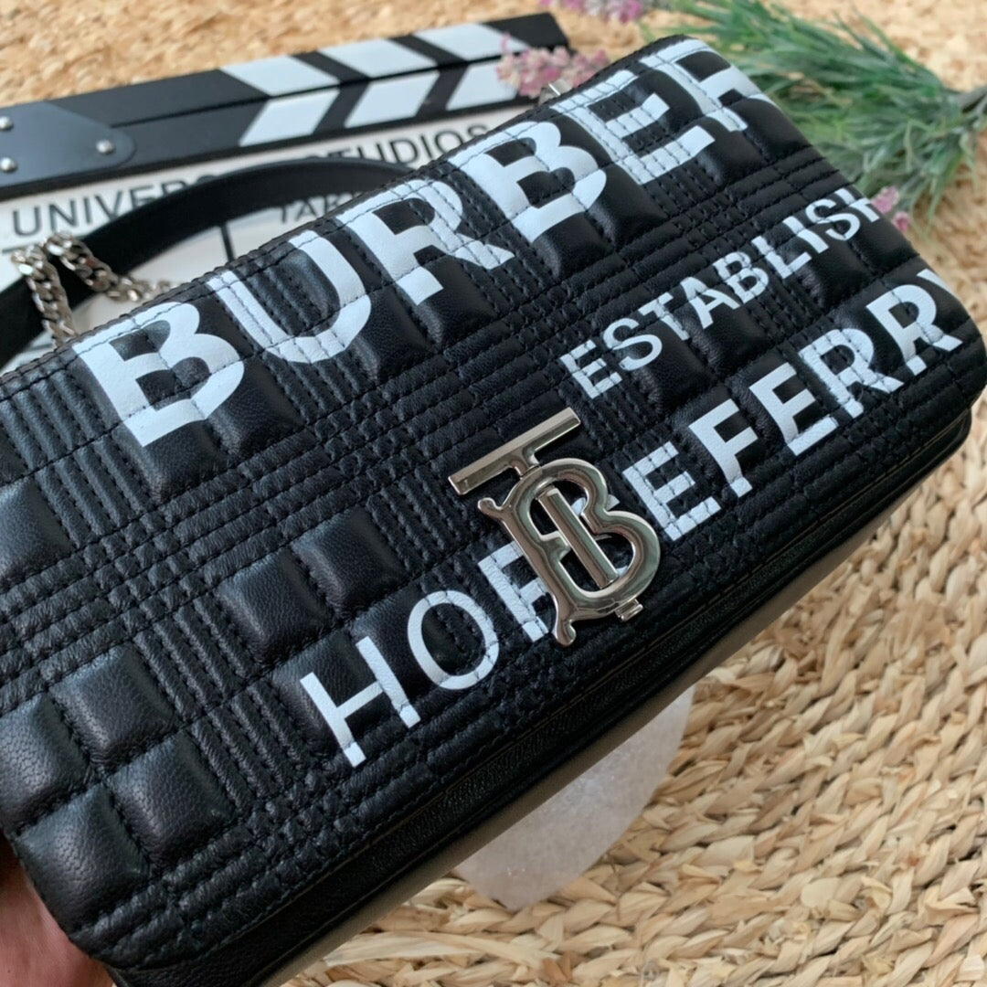 B-Berry - BB  Horseferry Print Quilted Small Lola Bag Monogram Black For Women, Bags 9in/23LO 80216191