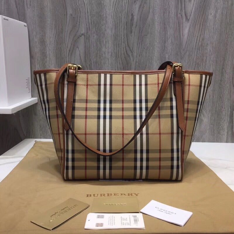 B-Berry - BB  The Small Canter Horseferry Check Tote Brown For Women, Women’s Bags 11.6in/29.5LO