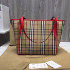 B-Berry - BB  The Small Canter Horseferry Check Tote Red For Women, Women’s Bags 11.6in/29.5LO
