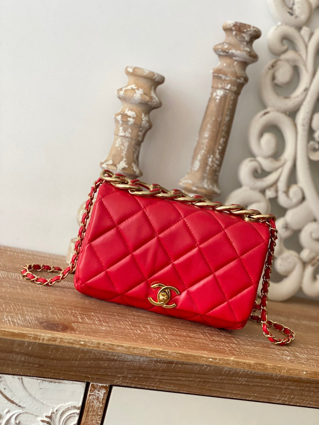 CHL -  Classic Diamond Flap Bag Red For Women Bags 9.1in/23LO