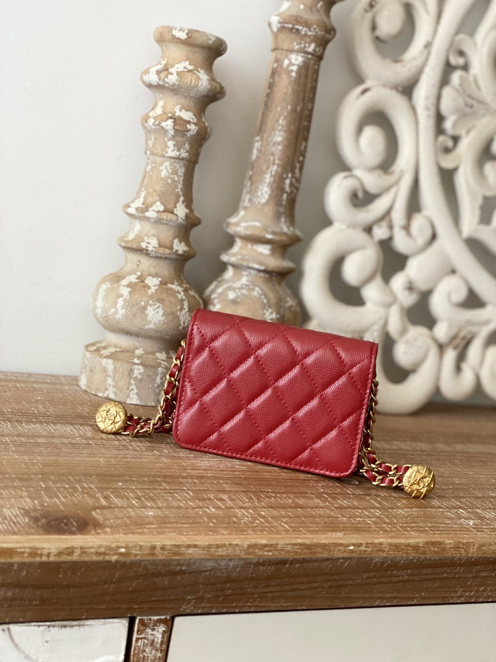 CHL -  Clutch With Chain Red For Women Bags 4.8in/12.3LO