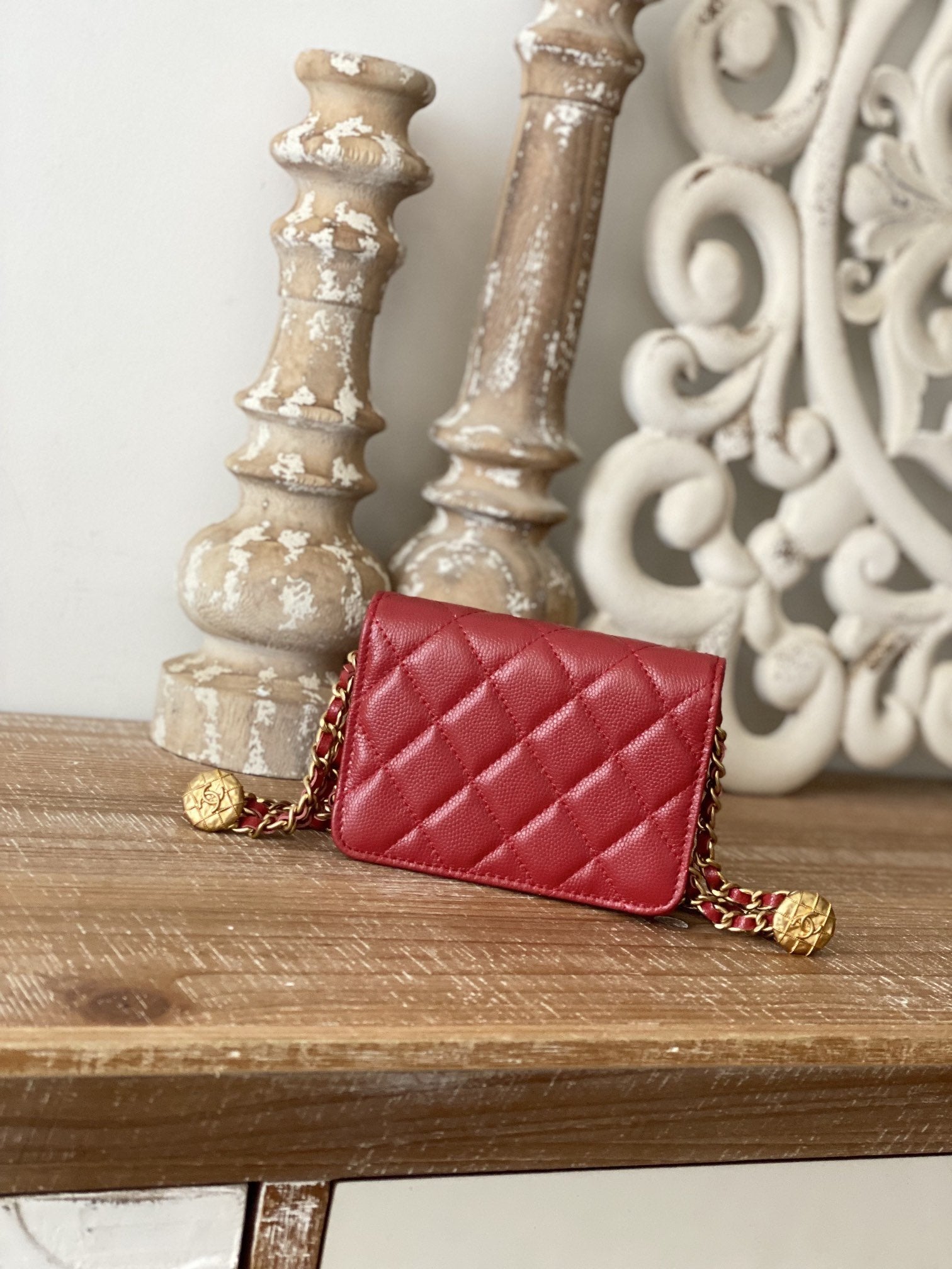 CHL -  Clutch With Chain Red For Women Bags 4.8in/12.3LO