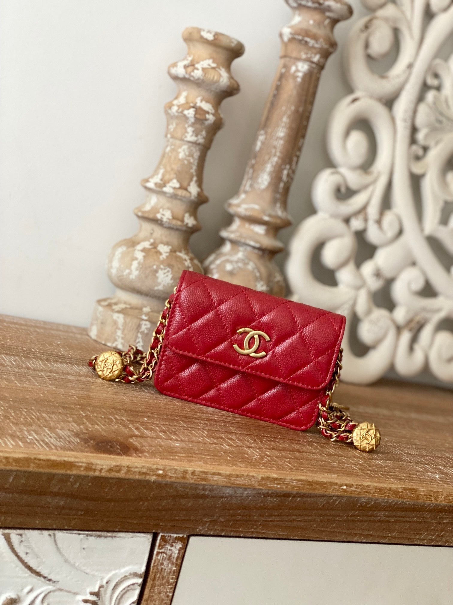 CHL -  Clutch With Chain Red For Women Bags 4.8in/12.3LO
