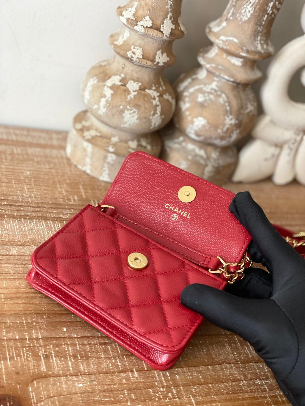 CHL -  Clutch With Chain Red For Women Bags 4.8in/12.3LO