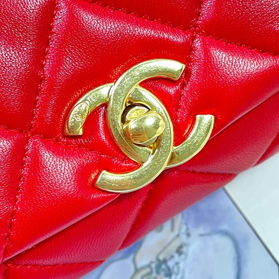 CHL - Mini Flap Bag Gold Hardware Red For Women Handbags, Shoulder Bags 6.7in/17LO AS3365