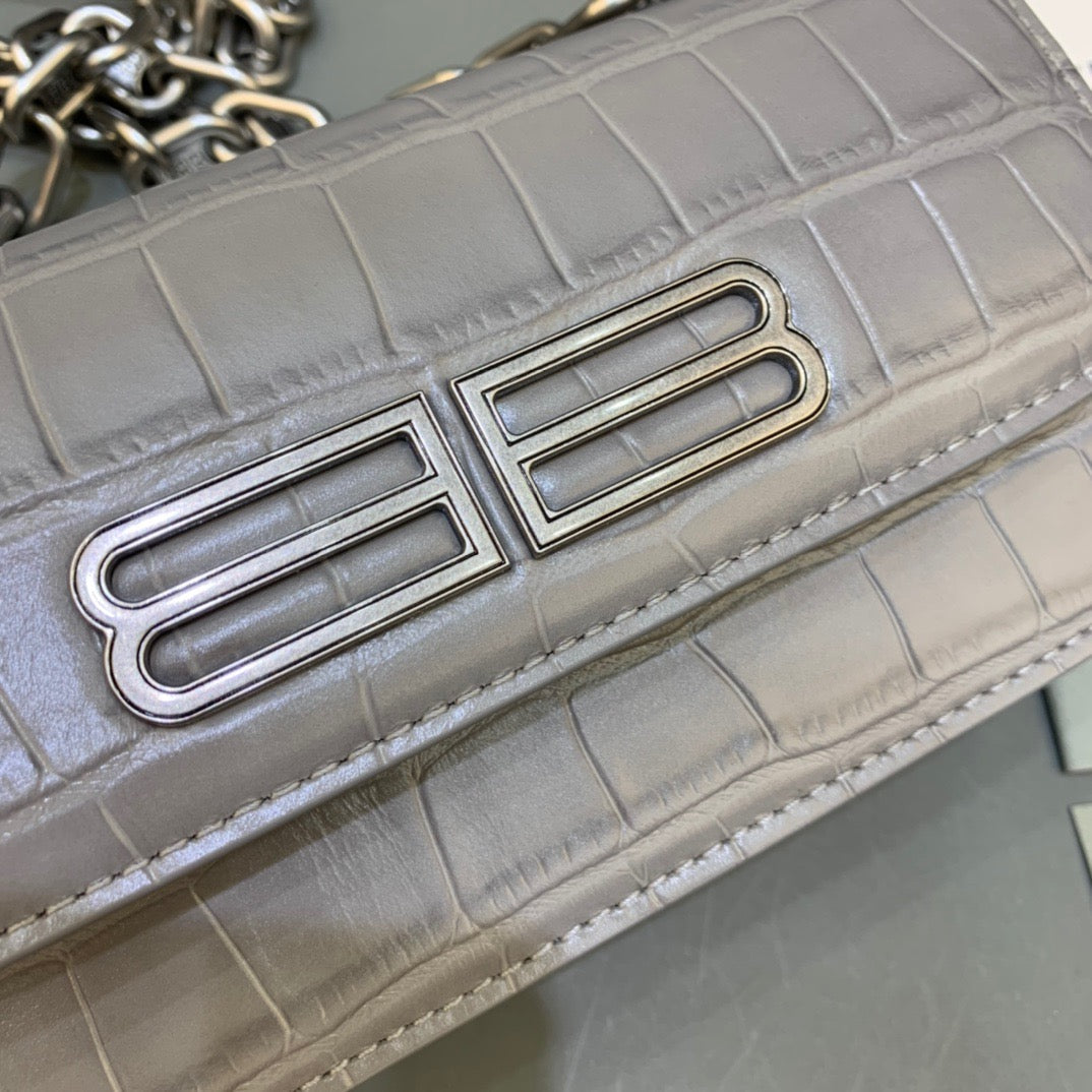 BLN-Ciaga Gossip Small On Chain Shoulder Bag Gray, For Women,  Bags 7.4in/19LO