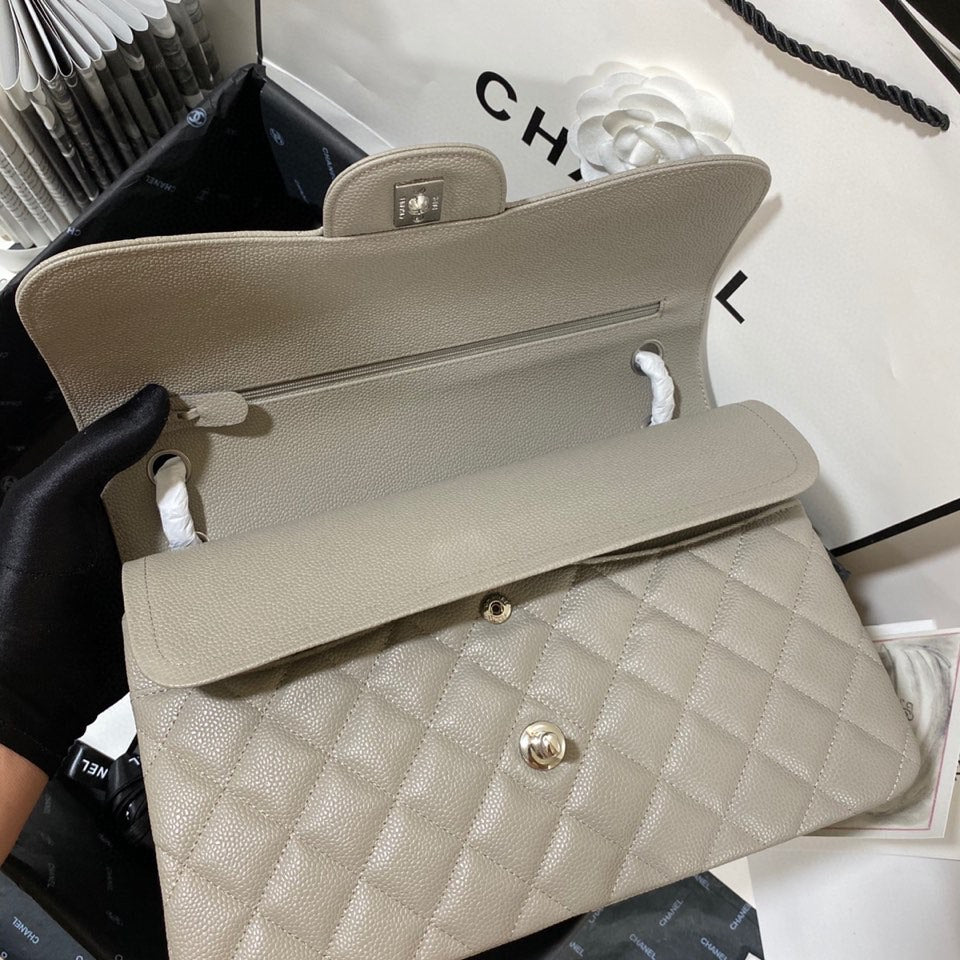 CHL - Large Classic Handbag SilLusso Official - Hardware Grey For Women Handbags, Shoulder Bags 11.8in/30LO