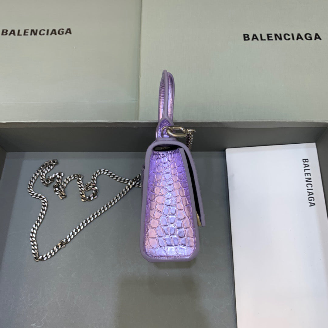 BLN-Ciaga Hourglass Mini Handbag With Chain In Light Violet, For Women,  Bags 4.7in/12LO