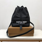 B-Berry - BB  Logo Print Nylon Drawcord Pouch Black For Women, Bags 7.7in/19.5LO
