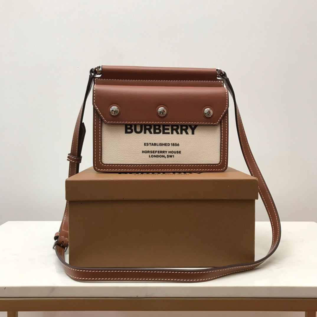 B-Berry - BB  Mini Horseferry Print Title Bag With Pocket Detail Malt Brown For Women, Bags 7.5in/19LO 80146111