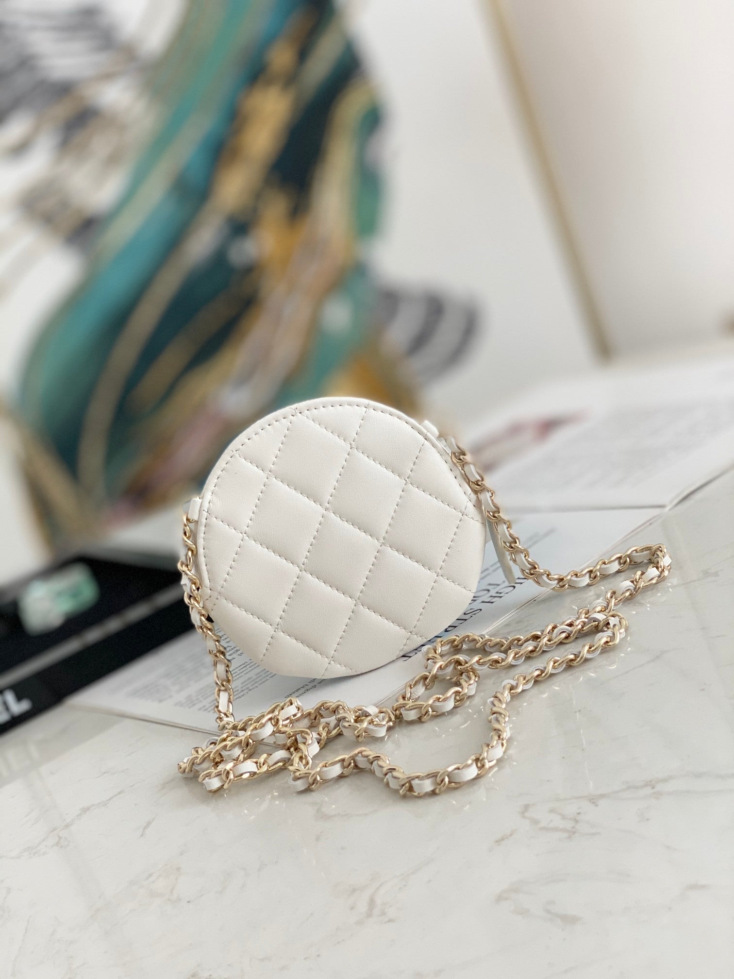 CHL -  Camellia Clutch With Chain White Bag For Women 11LO/4in
