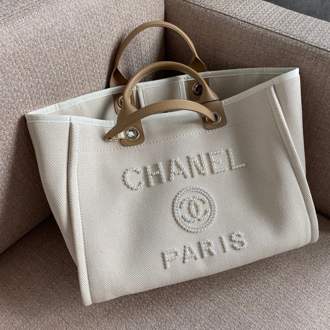 CHL -  Deauville Tote Tweed Bag SuMM - er Collection White For Women 15.7in/40LO