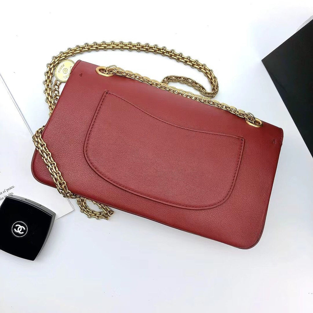 CHL - Maroon Medallion Nude Reissue 2.55 Classic 225 Flap Red Bag For Women 24LO/9.4in
