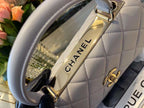 CHL -  Classic Flap Bag Gold Toned Hardware Grey 9.8in/25LO