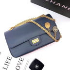 CHL - Maroon Medallion Nude Reissue 2.55 Classic 225 Flap Navy Blue Bag For Women 24LO/9.4in