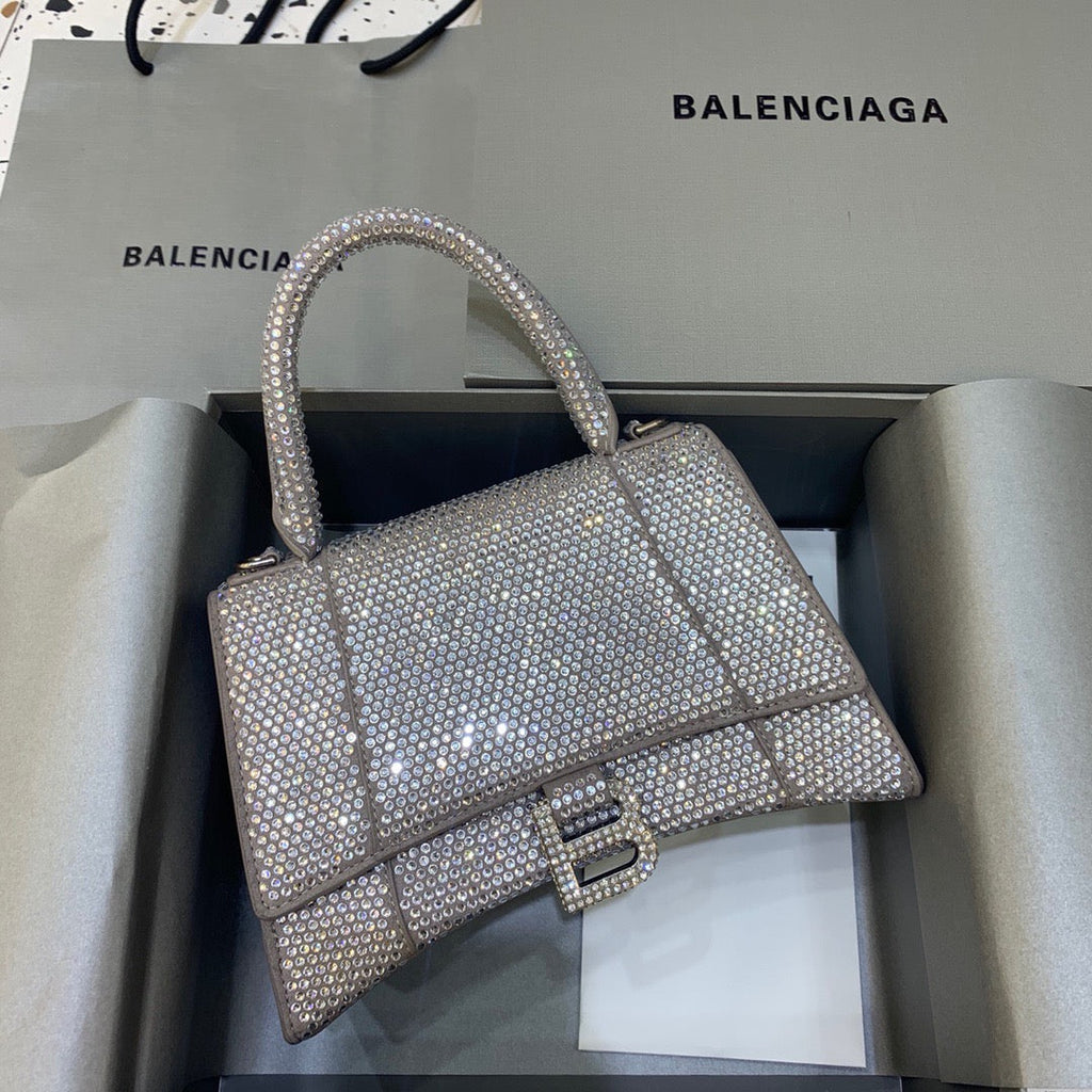 BLN-Ciaga Hourglass XS Handbag In Grey, For Women,  Bags 7.4in/19LO 59283328D0Y1272