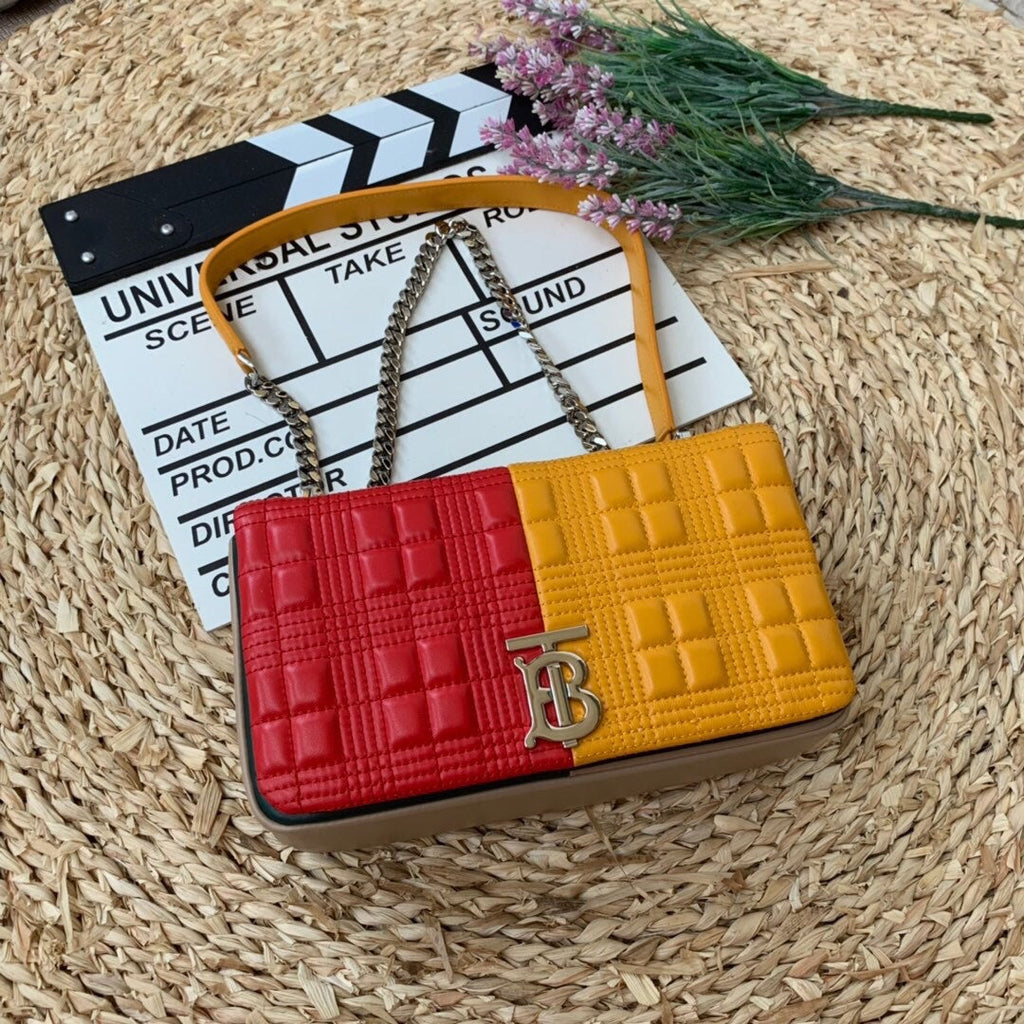 B-Berry - BB  Horseferry Print Quilted Small Lola Bag Monogram Red And Orange For Women, Bags 9in/23LO