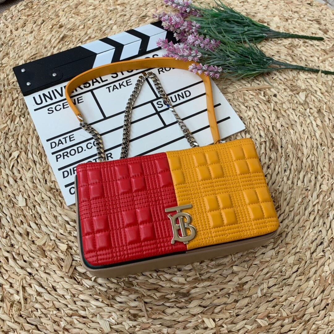 B-Berry - BB  Horseferry Print Quilted Small Lola Bag Monogram Red And Orange For Women, Bags 9in/23LO